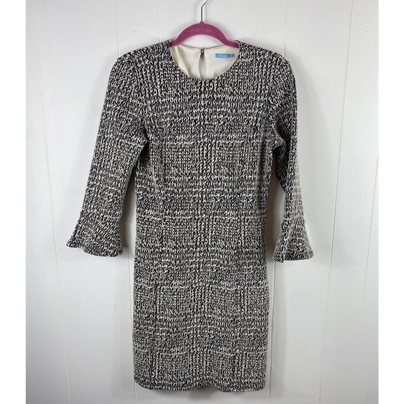 J. McLaughlin Black White Shift Dress Bell Sleeves Knee Length Size XS Career - Picture 1 of 6